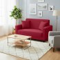 Anyhouz 2-Seater Sofa Cover, Plain Red, Elastic Stretch, Slipcover