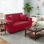 Anyhouz 2-Seater Sofa Cover, Plain Red, Elastic Stretch, Slipcover