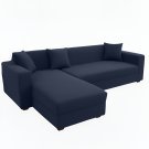 Anyhouz 4-Seater Sofa Cover, Plain Navy Blue, Elastic Stretch, Slipcover