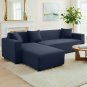 Anyhouz 4-Seater Sofa Cover, Plain Navy Blue, Elastic Stretch, Slipcover