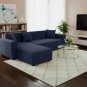 Anyhouz 4-Seater Sofa Cover, Plain Navy Blue, Elastic Stretch, Slipcover