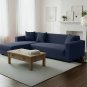 Anyhouz 4-Seater Sofa Cover, Plain Navy Blue, Elastic Stretch, Slipcover