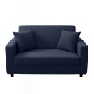 Anyhouz 2-Seater Sofa Cover, Plain Navy Blue, Elastic Stretch, Slipcover