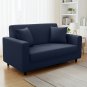Anyhouz 2-Seater Sofa Cover, Plain Navy Blue, Elastic Stretch, Slipcover