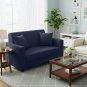 Anyhouz 2-Seater Sofa Cover, Plain Navy Blue, Elastic Stretch, Slipcover
