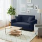 Anyhouz 2-Seater Sofa Cover, Plain Navy Blue, Elastic Stretch, Slipcover