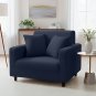 Anyhouz 1-Seater Sofa Cover, Plain Navy Blue, Elastic Stretch, Slipcover