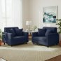 Anyhouz 1-Seater Sofa Cover, Plain Navy Blue, Elastic Stretch, Slipcover