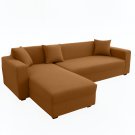 Anyhouz 4-Seater Sofa Cover, Plain Caramel, Elastic Stretch, Slipcover