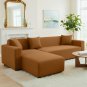 Anyhouz 4-Seater Sofa Cover, Plain Caramel, Elastic Stretch, Slipcover