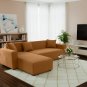 Anyhouz 4-Seater Sofa Cover, Plain Caramel, Elastic Stretch, Slipcover