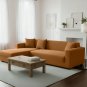 Anyhouz 4-Seater Sofa Cover, Plain Caramel, Elastic Stretch, Slipcover