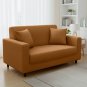 Anyhouz 2-Seater Sofa Cover, Plain Caramel, Elastic Stretch, Slipcover