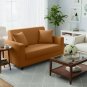 Anyhouz 2-Seater Sofa Cover, Plain Caramel, Elastic Stretch, Slipcover