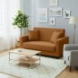 Anyhouz 2-Seater Sofa Cover, Plain Caramel, Elastic Stretch, Slipcover
