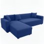 Anyhouz 4-Seater Sofa Cover, Plain Royal Blue, Elastic Stretch, Slipcover
