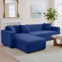 Anyhouz 4-Seater Sofa Cover, Plain Royal Blue, Elastic Stretch, Slipcover