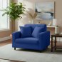 Anyhouz 1-Seater Sofa Cover, Plain Royal Blue, Elastic Stretch, Slipcover