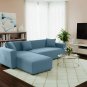 Anyseat 4-Seater Sofa Cover, Plain Grey Blue, Elastic Stretch, Slipcover