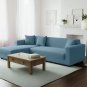 Anyseat 4-Seater Sofa Cover, Plain Grey Blue, Elastic Stretch, Slipcover