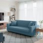 Anyseat 3-Seater Sofa Cover, Plain Grey Blue, Elastic Stretch, Slipcover