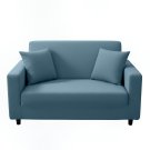 Anyseat 2-Seater Sofa Cover, Plain Grey Blue, Elastic Stretch, Slipcover