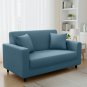 Anyseat 2-Seater Sofa Cover, Plain Grey Blue, Elastic Stretch, Slipcover