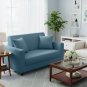 Anyseat 2-Seater Sofa Cover, Plain Grey Blue, Elastic Stretch, Slipcover