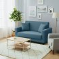Anyseat 2-Seater Sofa Cover, Plain Grey Blue, Elastic Stretch, Slipcover