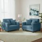 Anyseat 1-Seater Sofa Cover, Plain Grey Blue, Elastic Stretch, Slipcover