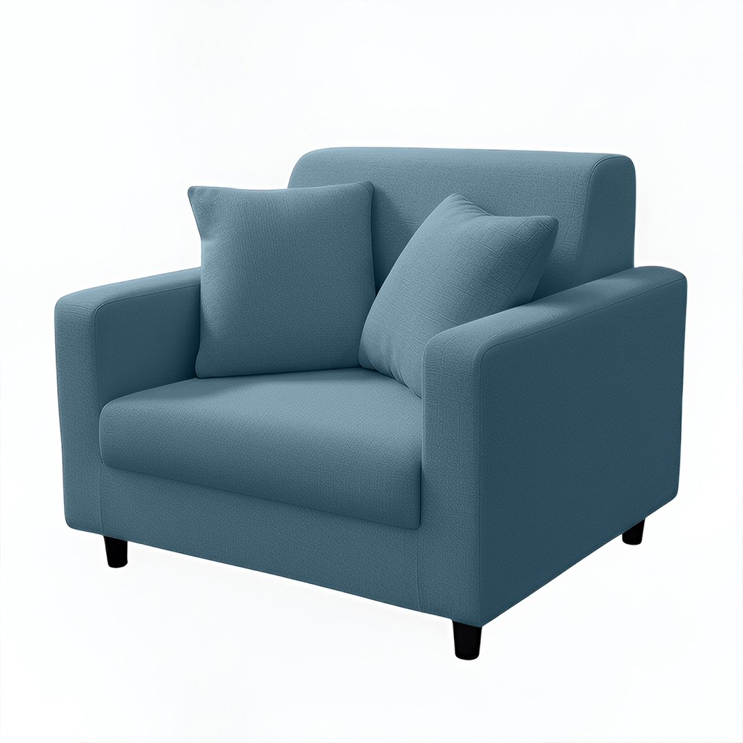 Anyseat 1-Seater Sofa Cover, Plain Grey Blue, Elastic Stretch, Slipcover