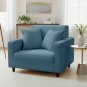Anyseat 1-Seater Sofa Cover, Plain Grey Blue, Elastic Stretch, Slipcover