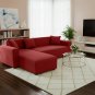 Anyseat 4-Seater Sofa Cover, Plain Wine Red, Elastic Stretch, Slipcover