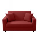 Anyseat 2-Seater Sofa Cover, Plain Wine Red, Elastic Stretch, Slipcover