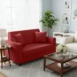 Anyseat 2-Seater Sofa Cover, Plain Wine Red, Elastic Stretch, Slipcover