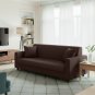 Anyhouz 3-Seater Sofa Cover, Plain Coffee, Elastic Stretch, Slipcover