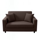 Anyhouz 2-Seater Sofa Cover, Plain Coffee, Elastic Stretch, Slipcover