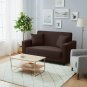 Anyhouz 2-Seater Sofa Cover, Plain Coffee, Elastic Stretch, Slipcover