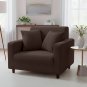 Anyhouz 1-Seater Sofa Cover, Plain Coffee, Elastic Stretch, Slipcover