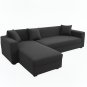 Anyhouz 4-Seater Sofa Cover, Plain Dark Grey, Elastic Stretch, Slipcover