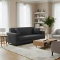 Anyhouz 3-Seater Sofa Cover, Plain Dark Grey, Elastic Stretch, Slipcover