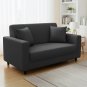 Anyhouz 2-Seater Sofa Cover, Plain Dark Grey, Elastic Stretch, Slipcover