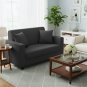 Anyhouz 2-Seater Sofa Cover, Plain Dark Grey, Elastic Stretch, Slipcover