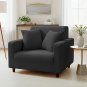 Anyhouz 1-Seater Sofa Cover, Plain Dark Grey, Elastic Stretch, Slipcover