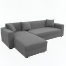 Anyhouz 4-Seater Sofa Cover, Plain Ash Grey, Elastic Stretch, Slipcover