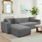 Anyhouz 4-Seater Sofa Cover, Plain Ash Grey, Elastic Stretch, Slipcover