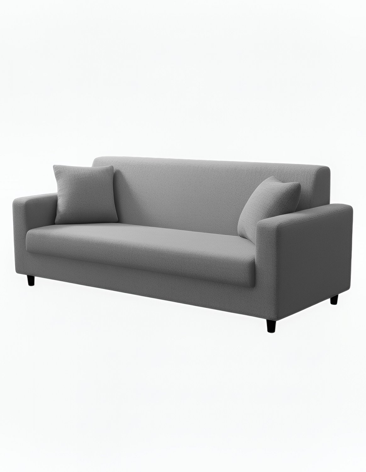 Anyhouz 3-Seater Sofa Cover, Plain Ash Grey, Elastic Stretch, Slipcover
