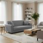 Anyhouz 3-Seater Sofa Cover, Plain Ash Grey, Elastic Stretch, Slipcover