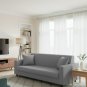 Anyhouz 3-Seater Sofa Cover, Plain Ash Grey, Elastic Stretch, Slipcover