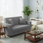 Anyhouz 2-Seater Sofa Cover, Plain Ash Grey, Elastic Stretch, Slipcover